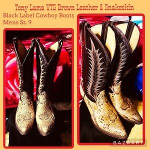 TONY LAMA" SNAKE SKIN & LEATHER WESTERN COWBOY BOOTS!!